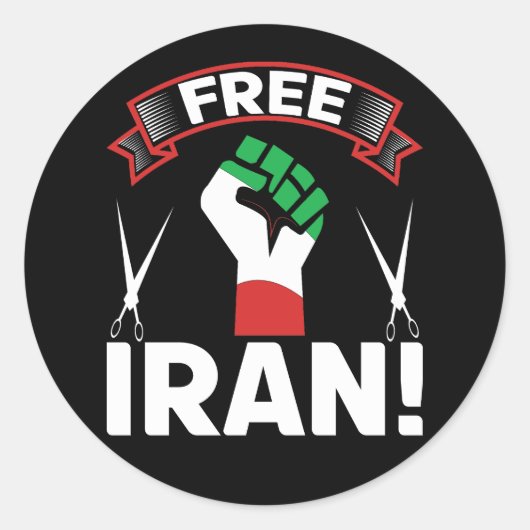 Free Iran Ronde Sticker (Voorkant)