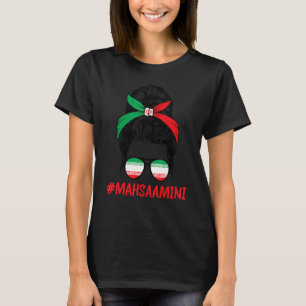 Free Iran Women Life Freedom Messy Bun Iranian Fla T-shirt