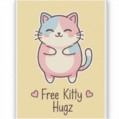 Free Kitty Hugz – Cute Kawaii Cat Vinyl Sticker (Voorkant)