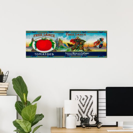 Free Lance Tomato LabelChicago, IL Poster (Thuiskantoor)