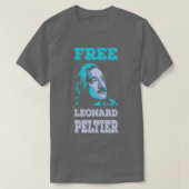 FREE LEONARD PELTIER  turquoise T-shirt (Design voorkant)