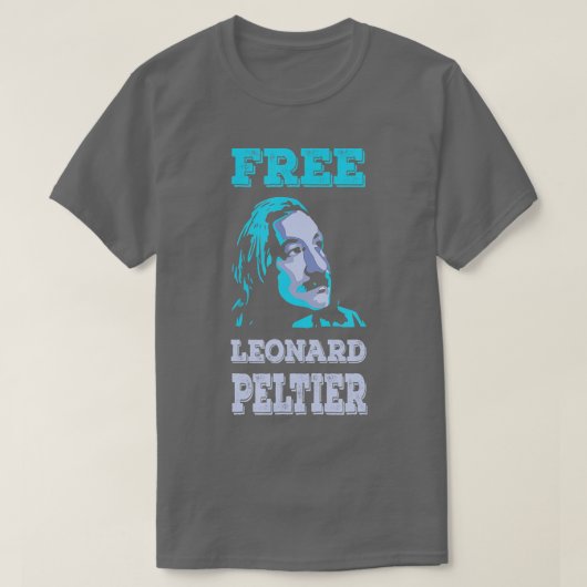FREE LEONARD PELTIER  turquoise T-shirt (Design voorkant)