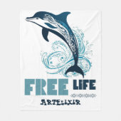 Free Life White Tribal Dolphin Print Fleece Deken (Voorkant)