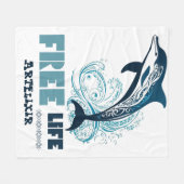 Free Life White Tribal Dolphin Print Fleece Deken (Voorkant (Horizontaal))