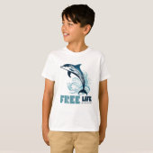 Free Life Witte Tribal Dolfijn T-shirt (Voorkant volledig)