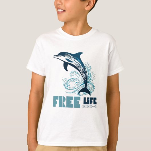 Free Life Witte Tribal Dolfijn T-shirt (Voorkant)