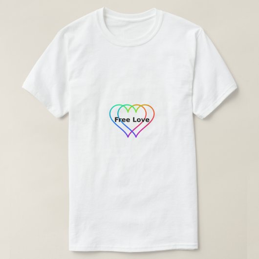 Free Love Rainbow Hearts Outline T-Shirt  (Design voorkant)