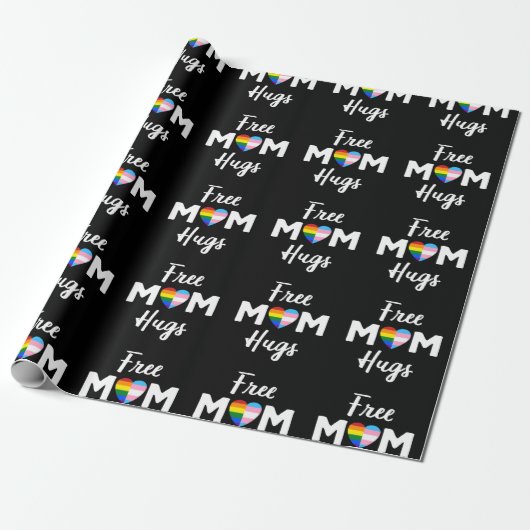 Free Ma Hugs II - Rainbow Gay Trans Pride Cadeaupapier (Uitgerold)