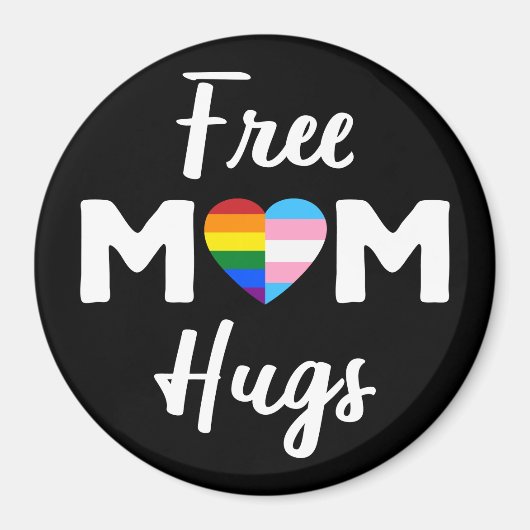 Free Ma Hugs II - Rainbow Gay Trans Pride Magneet (Voorkant)