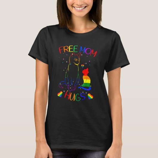 Free Ma Hugs Lgbt Cat Gay Pride Rainbow 1 T-shirt (Voorkant)