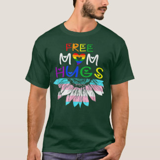 Free Ma Hugs Lgbt Lgbetq Pride Rainbow Sunflower T-shirt