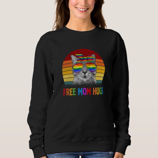 Free Ma Hugs Lgbt Pride Cat Rainbow Flag Trui (Voorkant)