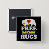 Free Ma Hugs LGBT Pride Mama Beer Vierkante Button 5,1 Cm (Voorkant /achterkant)