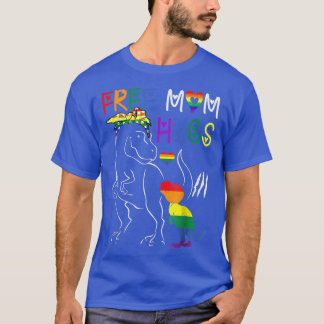 Free Ma Hugs LGBT Pride Mama Dinosaur Re T-shirt