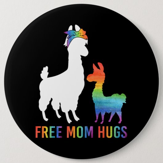 Free Ma Hugs Mama Llama Ronde Button 6,0 Cm (Voorkant)
