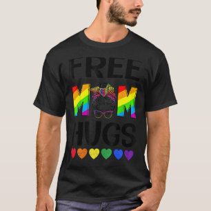 Free Ma Hugs Messy Bun Lgbt Pride Rainbow T-shirt