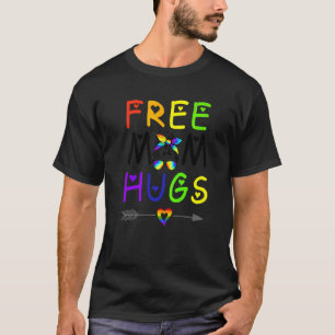 Free Ma Hugs Messy Bun Lgbt Pride Rainbow T-shirt