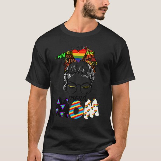 Free Ma Hugs Messy Bun Lgbt Pride Sun Rainbow Tea T-shirt (Voorkant)