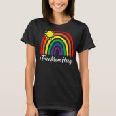 Free Ma Hugs Messy Bun Lgbt Pride Sun Rainbow Tea T-shirt (Voorkant)