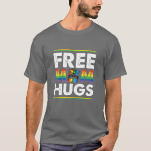 Free Ma Hugs Messy Bun Rainbow LGBT Pride Month T-shirt