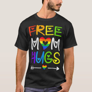 Free Ma Hugs Rainbow Heart LGBT  T-shirt