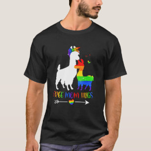 Free Ma Hugs Rainbow Heart Mama Llama Lgbt Pride T-shirt