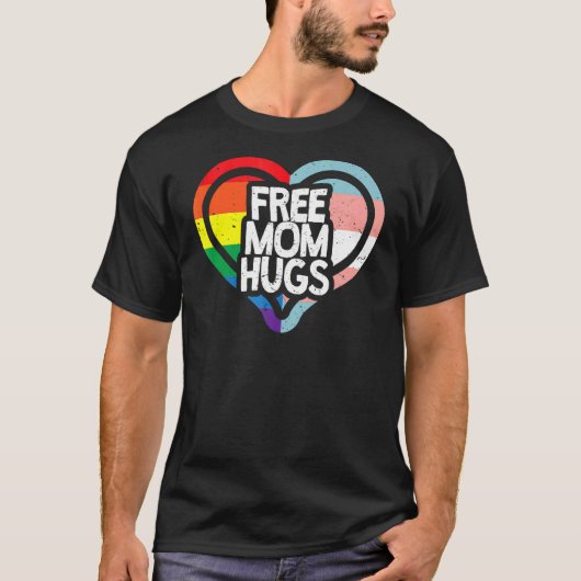 Free Ma Hugs Rainbow Pride Lgbt T-shirt (Voorkant)