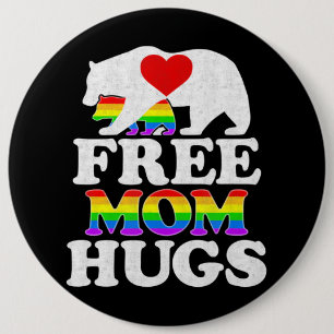 Free Ma Hugs t Women Lgbt Pride Mama Beer Ronde Button 6,0 Cm