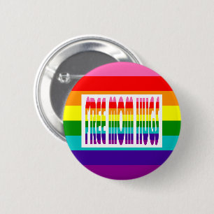 Free Mam Hugs Bright LGBT Rainbow Typografie Ronde Button 5,7 Cm