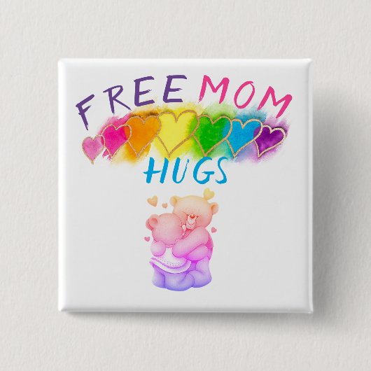 Free Mam Hugs Vierkante Button 5,1 Cm (Voorkant)