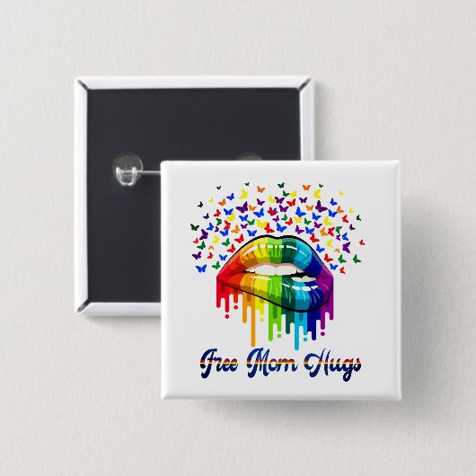 Free Mam Hugs Vierkante Button 5,1 Cm (Voorkant /achterkant)