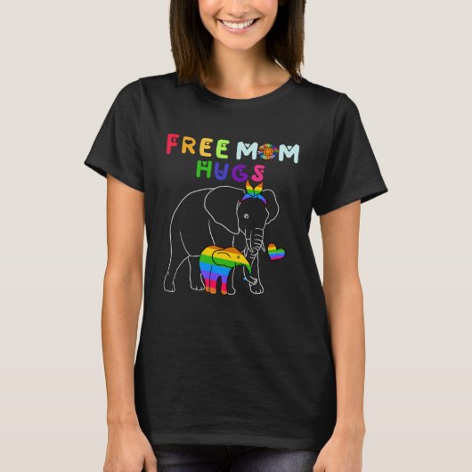 Free Mom Hugs Elephant LGBT T-shirt (Voorkant)