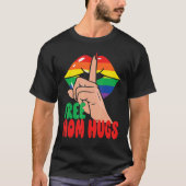 free mom hugs fingers over rainbow lips rainbow mo t-shirt (Voorkant)