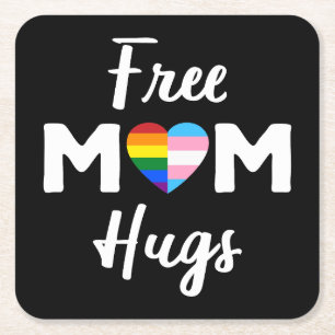Free Mom Hugs II - Regenboog Gay Trans Pride Kartonnen Onderzetters