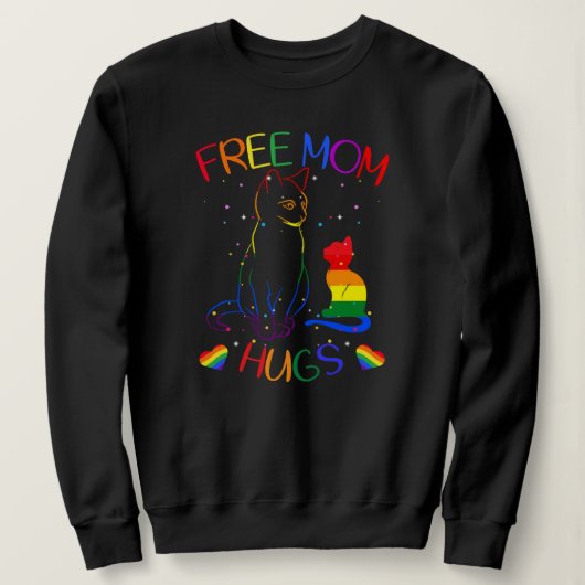 Free Mom Hugs LGBT Cat Gay Pride Rainbow Trui (Design voorkant)