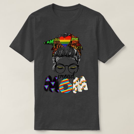 Free Mom Hugs Messy Bun LGBT Pride Sun Rainbow Tea T-shirt (Design voorkant)