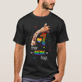 Free Mom Hugs  Rainbow Giraffe Heart Lgbt Pride Mo T-shirt