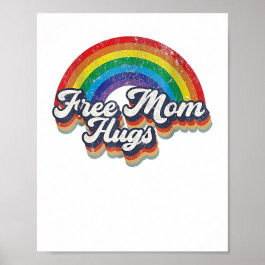 Free Mom Hugs Rainbow Heart LGBT Flag LGBT Pride M Poster (Voorkant)