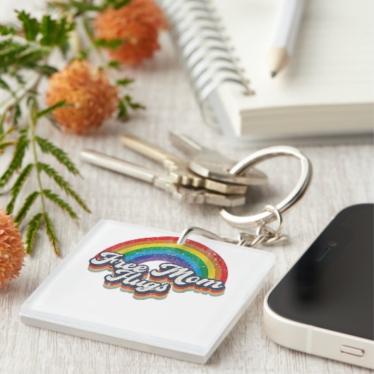 Free Mom Hugs Rainbow Heart LGBT Flag LGBT Pride M Sleutelhanger (Voorkant Rechts)