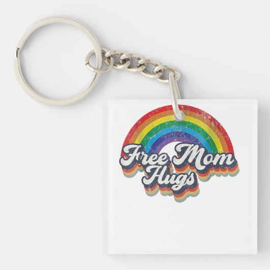 Free Mom Hugs Rainbow Heart LGBT Flag LGBT Pride M Sleutelhanger (voorkant)