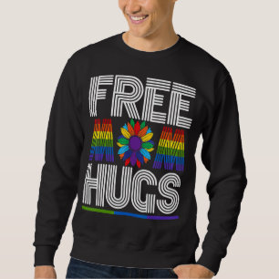 Free Mom Hugs Rainbow Sunflower Gay Pride Lgbtq Ma Trui