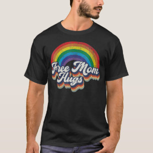 Free Mom Hugs Tshirt Rainbow Heart LGBT Pride Mont