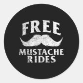Free Mustache Rides Ronde Sticker (Voorkant)