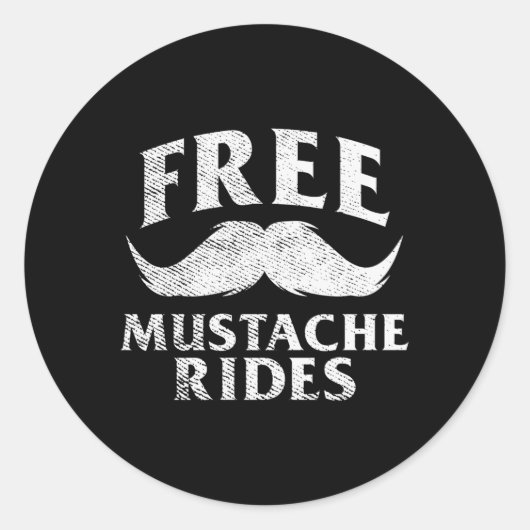 Free Mustache Rides Ronde Sticker (Voorkant)