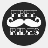Free Mustache Rides Ronde Sticker (Voorkant)