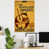 Free Orchestra Concerts 1938 WPA Vintage Poster (Thuiskantoor)
