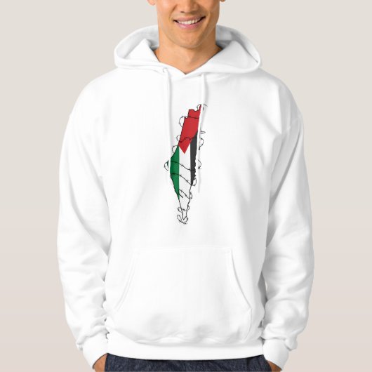 Free Palestine Barbed Wire Kaart Palestijnse Vrijh Hoodie (Voorkant)