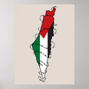 Free Palestine Barbed Wire Kaart Palestijnse Vrijh Poster