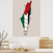 Free Palestine Barbed Wire Kaart Palestijnse Vrijh Poster (Keuken)