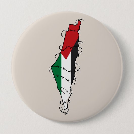 Free Palestine Barbed Wire Kaart Palestijnse Vrijh Ronde Button 4,0 Cm (Voorkant)